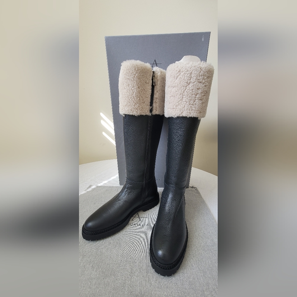 AQUATALIA Magnolia Knee-High Shearling-Lined Leather Boots